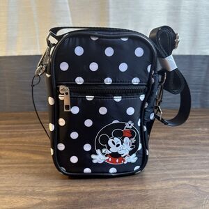 Disney Mickey & Minnie Mouse Love Black Crossbody Bag Tech Pouch Bioworld